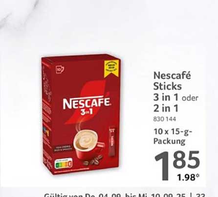 Nescafé Sticks 3 in 1 oder 2 in 1 - 10 x 15-g-Packung