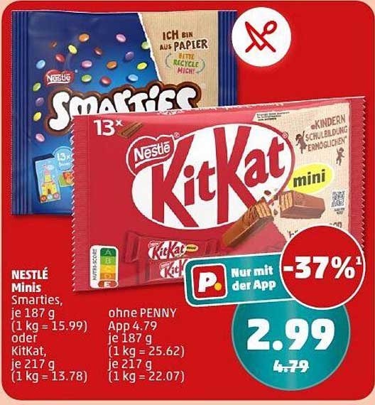 NESTLÉ Minis Smarties oder KitKat mini 187 g