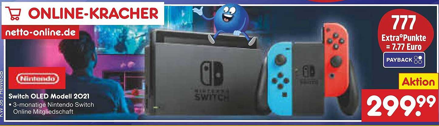 Nintendo Switch OLED Modell 2021 mit 3-monatiger Nintendos Switch Online-Mitgliedschaft