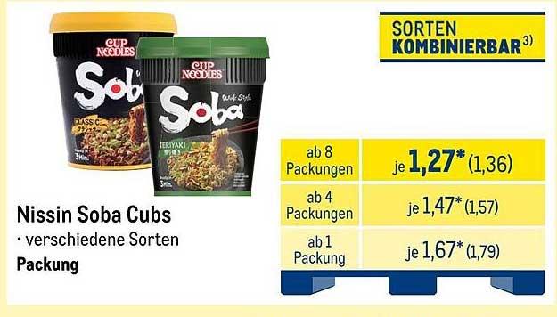 Nissin Soba Cubs - verschiedene Sorten