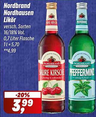 Nordbrand Nordhausen Likör - Saure Kirsche und Pfefferminz
