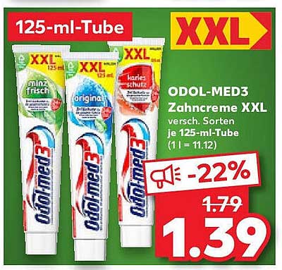 ODOL-MED3 Zahnpasta XXL 125 ml - Verschiedene Sorten