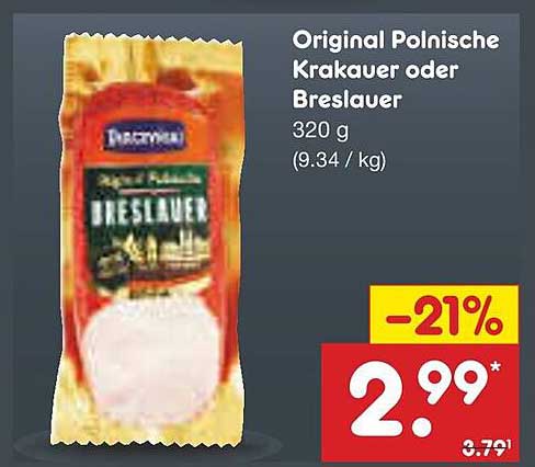 Original Polnische Krakauer oder Breslauer 320 g