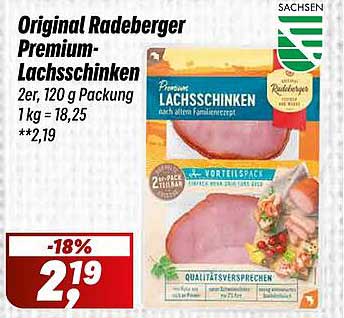 Original Radeberger Premium-Lachsschinken 2er Packung, 120 g