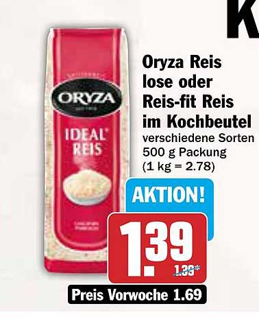 Oryza Reis lose oder Reis-fit Reis im Kochbeutel 500 g