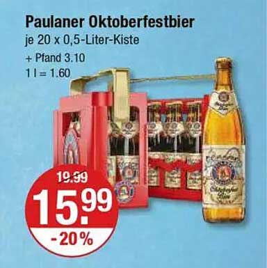 Paulaner Oktoberfestbier je 20 x 0,5-Liter-Kiste