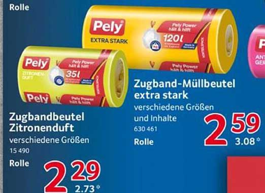 Pely Zugbandbeutel Zitronenduft 35l - Extra Stark