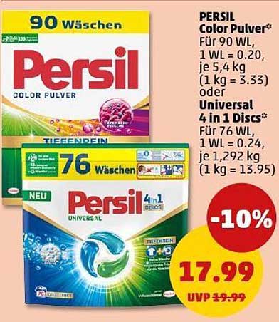 PERSIL Color Pulver & Universal 4 in 1 Discs - Jetzt im Penny-Prospekt!