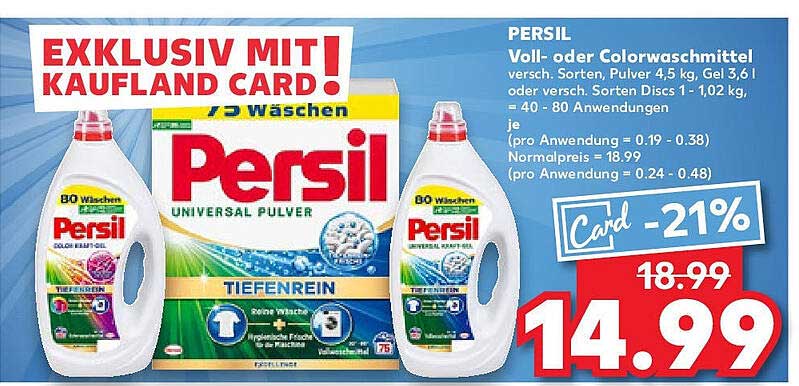 Persil Voll- oder Colorwaschmittel 4,5 kg, 3,6 l oder Discs 1-102 kg