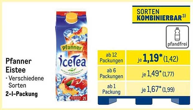 Pfanner Eis Tee - Verschiedene Sorten in der 2-Liter-Packung