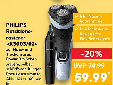 PHILIPS Rotationsrasierer »X3003/02« zur Nass- und Trockenrasur