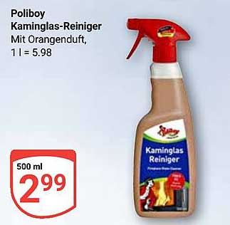 Poliboy Kamin­glas-Reiniger mit Orangen­duft, 500 ml