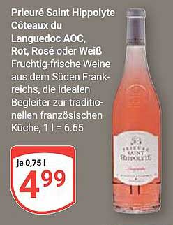 Prieuré Saint Hippolyte Coteaux du Languedoc AOC, Rot, Rosé oder Weiß