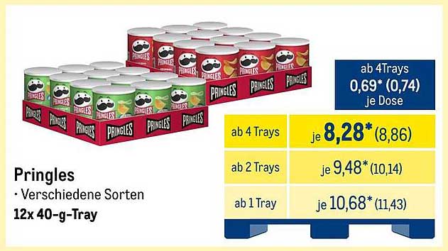 Pringles - Verschiedene Sorten 12x 40-g-Tray