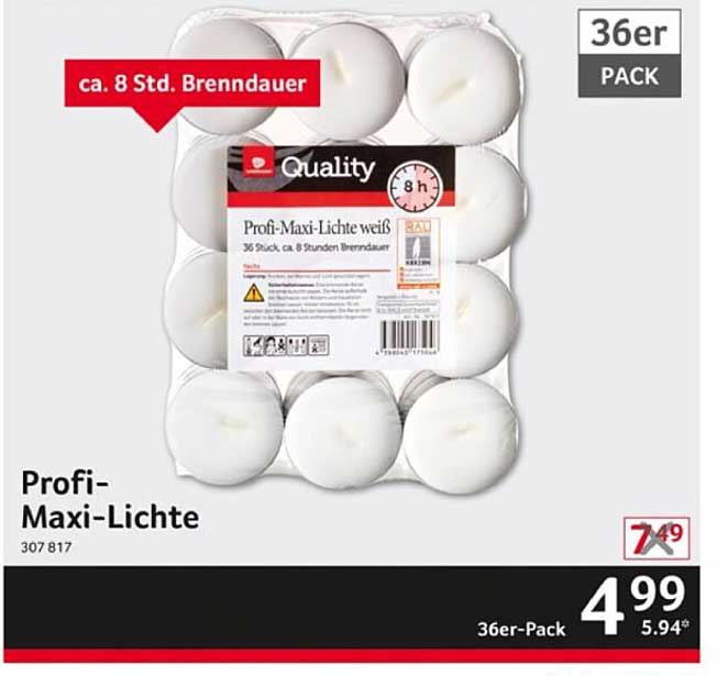 Profi-Maxilichte - 36er Pack