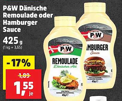 P&W Dänische Remoulade oder Hamburger Sauce 425 g