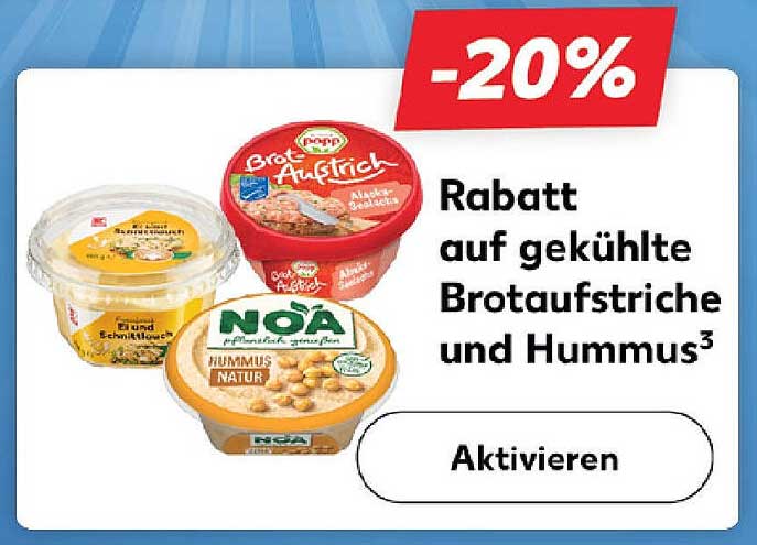 Rabatt auf gekühlte Brotaufstriche und Hummus