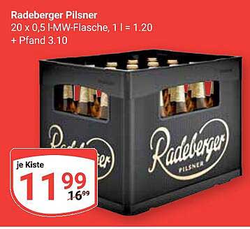 Radeberger Pilsner Kiste mit 20 x 0,5 l Flaschen zum Angebotspreis