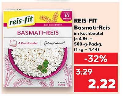 REIS-FIT Basmati-Reis im Kochbeutel 4 St. = 500-g-Packung