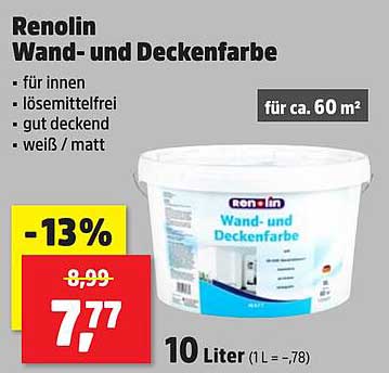 Renolin Wand- und Deckenfarbe 10 Liter