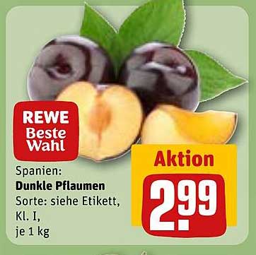 REWE Beste Wahl Dunkle Pflaumen, Aktion 1 kg