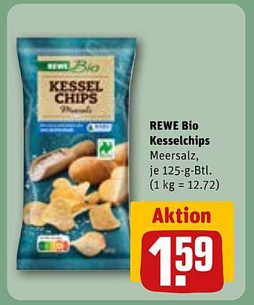 REWE Bio Kesselchips Meersalz, je 125-g-Btl.