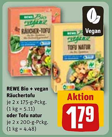 REWE Bio + vegan Räuchertofu oder Tofu natur