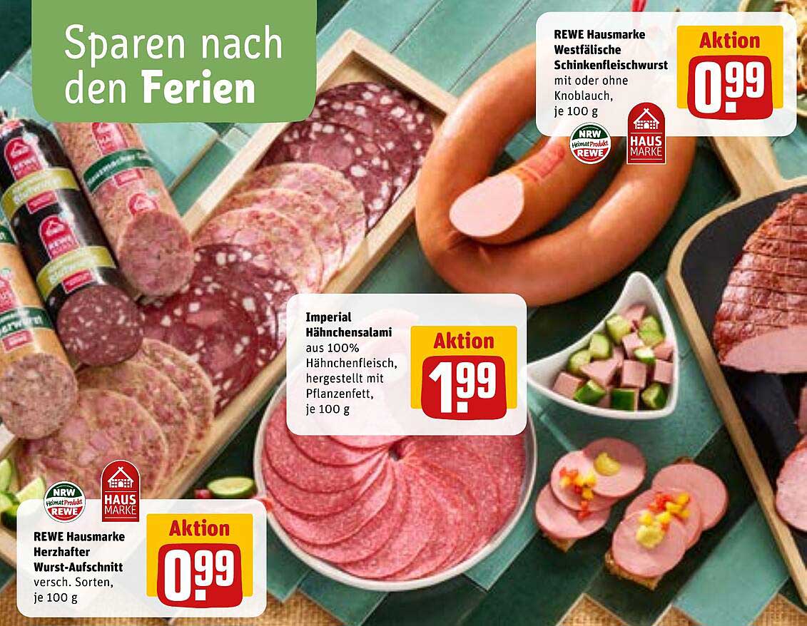 REWE Hausmarke Westfälische Schinkenfleischwurst und Imperial Hähnchensalami