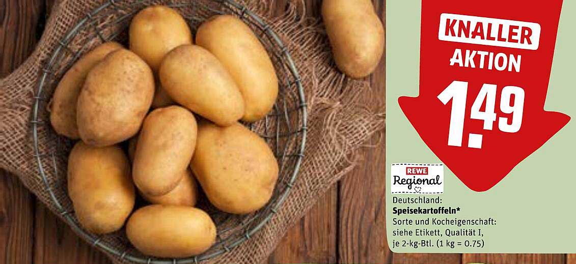 REWE Regional Speisekartoffeln 2 kg für nur 1,49 €