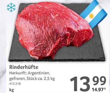 Rinderhüfte aus Argentinien, gefroren, Stück ca. 2,5 kg