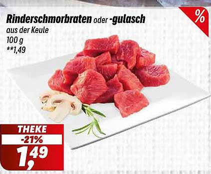 Rinderschmorbraten oder -gulasch aus der Keule