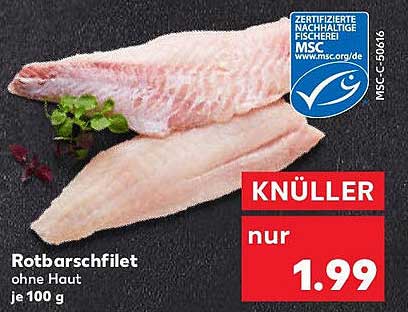 Rotbarschfilet ohne Haut je 100 g