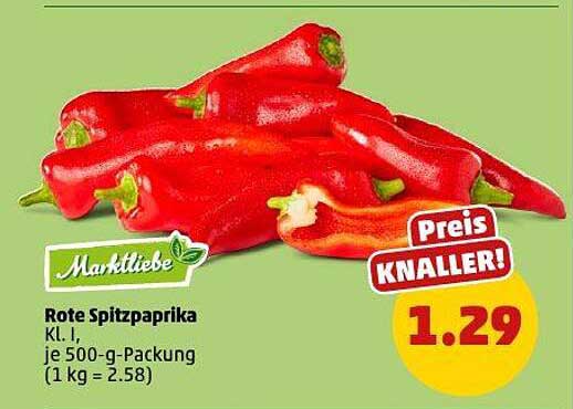 Rote Spitzpaprika Kl. I, je 500-g-Packung