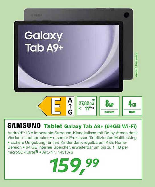 Samsung Tablet Galaxy Tab A9+ (64GB Wi-Fi)