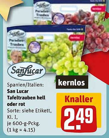 San Lucar Tafeltrauben hell oder rot, 600 g - knuspriger Genuss aus Spanien/Italien