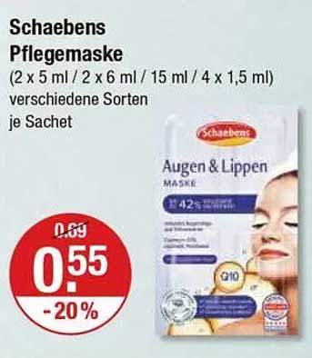 Schaebens Pflegemaske Augen & Lippen (2 x 5 ml / 2 x 6 ml / 15 ml / 4 x 1,5 ml) verschiedene Sorten je Sachet