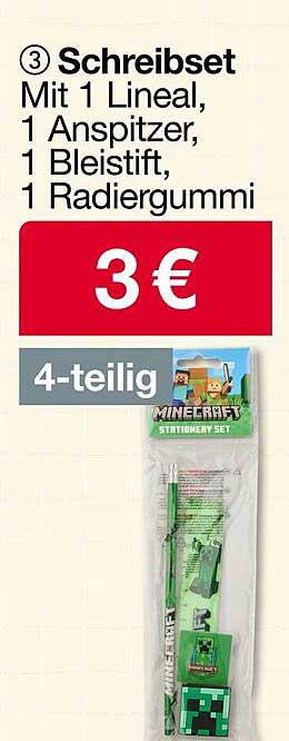 Schreibset 4-teilig mit Minecraft-Motiven