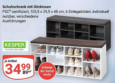 Schuhschrank mit Sitzkissen von Kesper - FSC®-zertifiziert