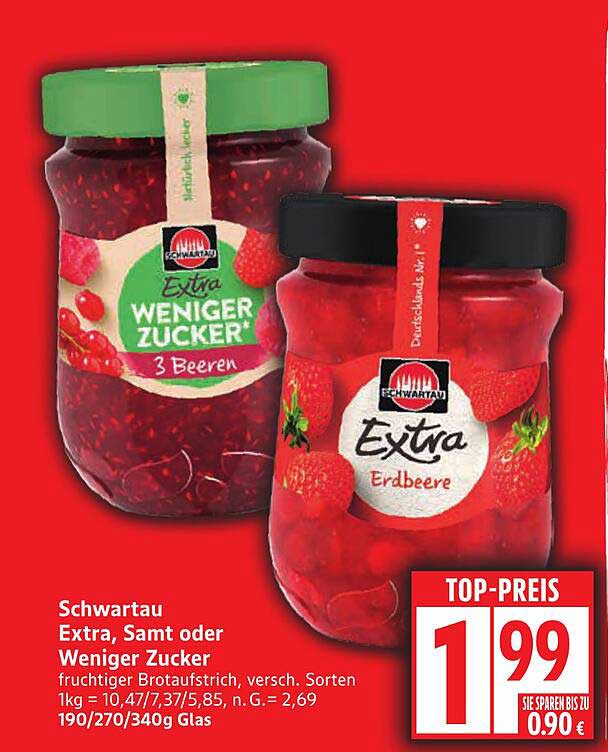 Schwartau Extra, Samt oder Weniger Zucker