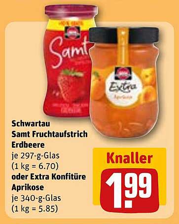 Schwartau Samt Fruchtaufstrich Erdbeere oder Extra Konfitüre Aprikose