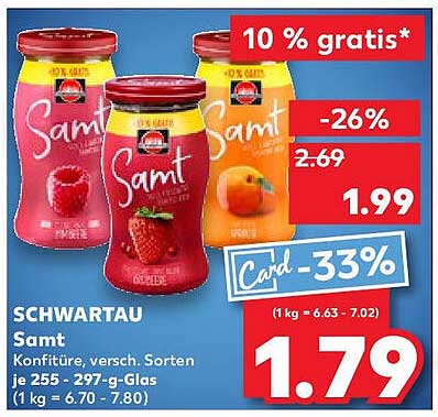 SCHWARTAU Samt Konfitüre, verschiedene Sorten 255-297 g-Glas