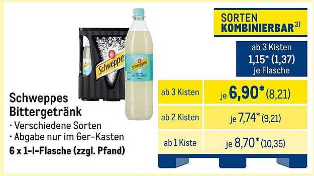 Schweppes Bittergetränk 6 x 1l - Abgabe nur im 6er-Kasten