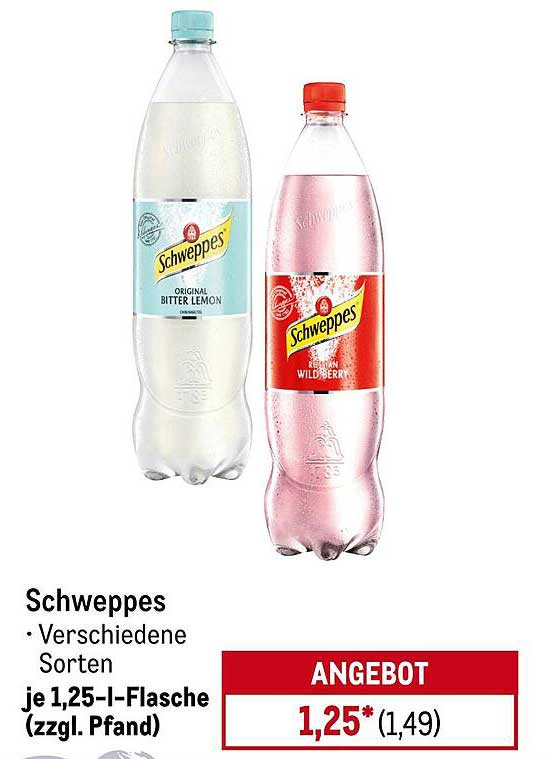 Schweppes - Verschiedene Sorten je 1,25-l-Flasche (zzgl. Pfand)