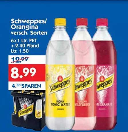 Schweppes/Orangina 6 x 1 Ltr. PET - verschiedene Sorten