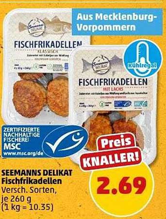 SEEMANNS DELIKAT Fischfrikadellen Versch. Sorten, je 260 g