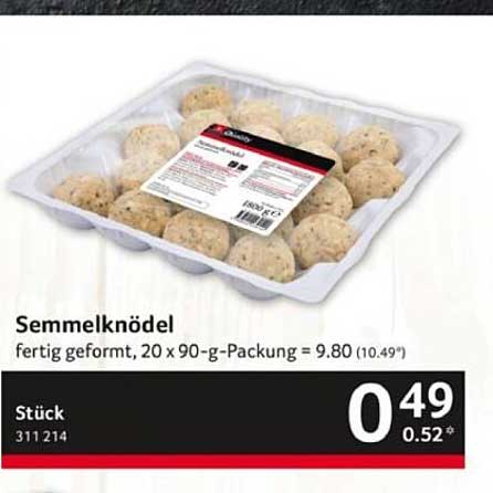 Semmelknödel - fertig geformt, 20 x 90-g-Packung