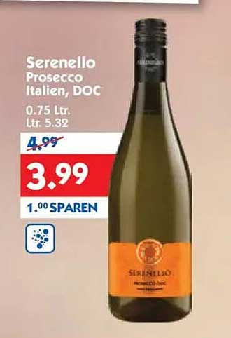 Serenello Prosecco Italien, DOC 0.75 Ltr.