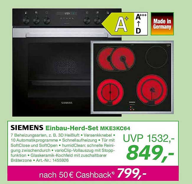 SIEMENS Einbau-Herd-Set MKE3KC64