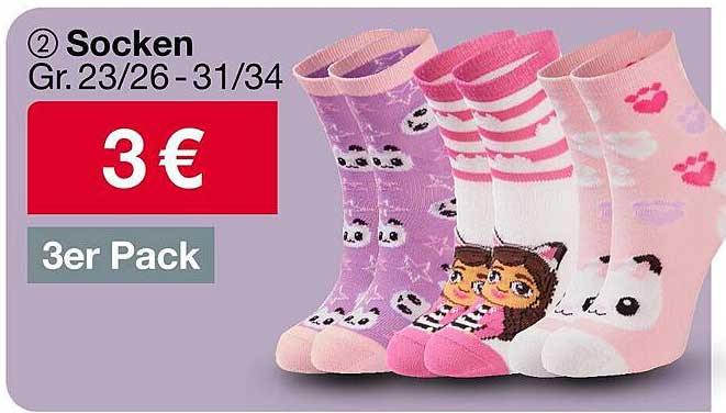 Socken 3er Pack (Gr. 23/26-31/34)