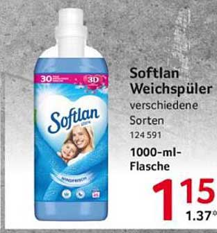 Softlan Weichspüler verschiedene Sorten 1000-ml-Flasche